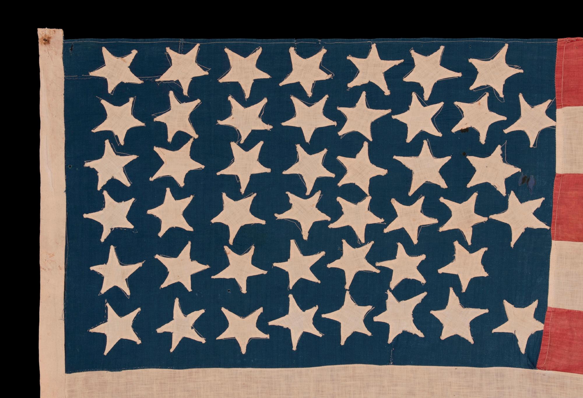 Homemade, Antique American Flag with Exceptional Folk Qualities, 1896-1908 In Good Condition For Sale In York County, PA