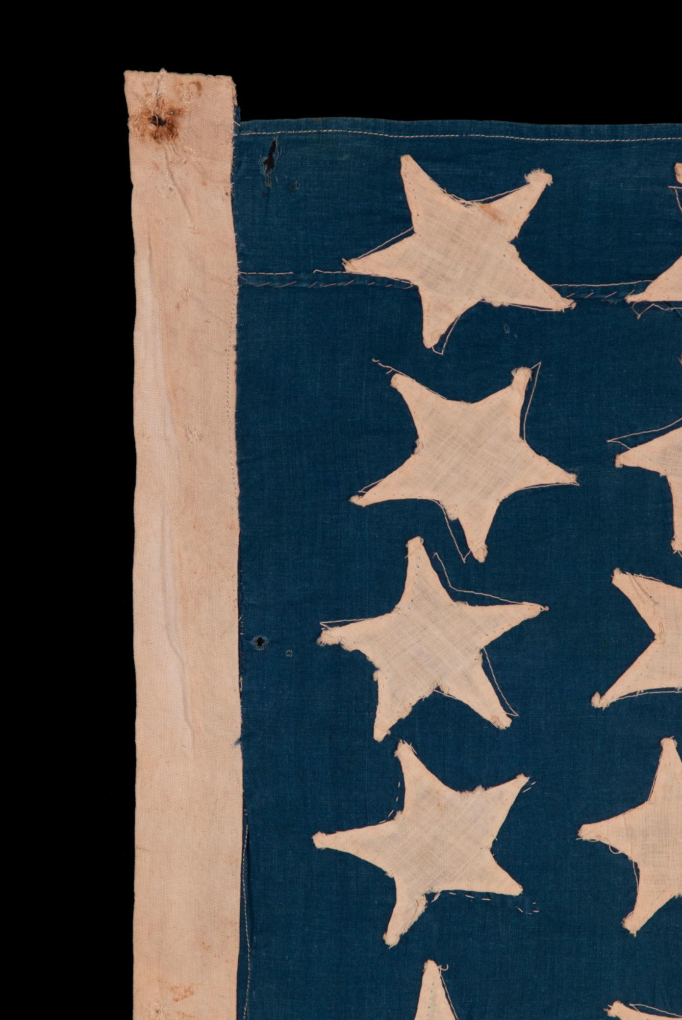 Cotton Homemade, Antique American Flag with Exceptional Folk Qualities, 1896-1908 For Sale