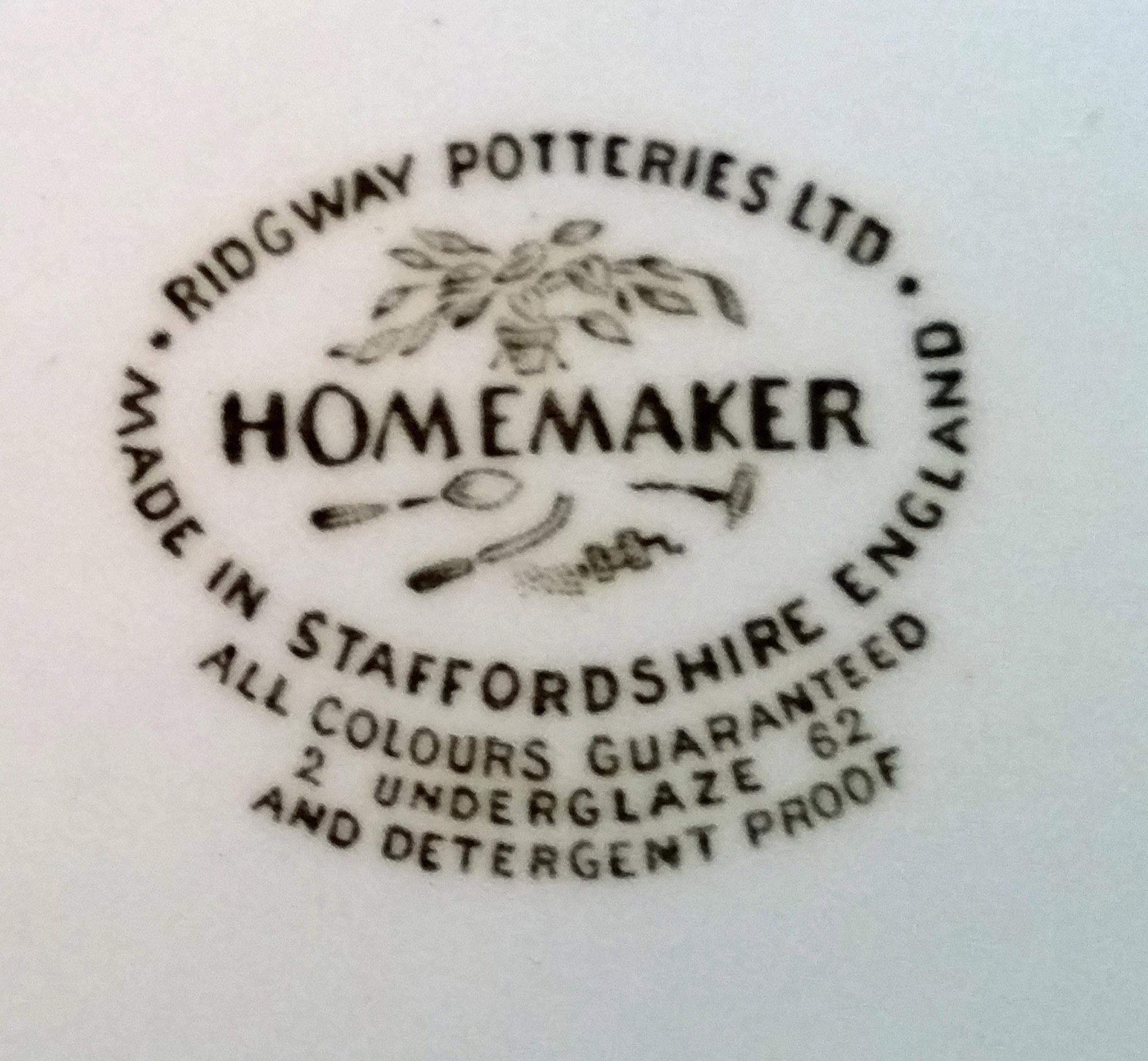 Homemaker-Teller mit Muster, entworfen von Enid Seeney für the Ridgway Potteries (Töpferwaren) im Angebot