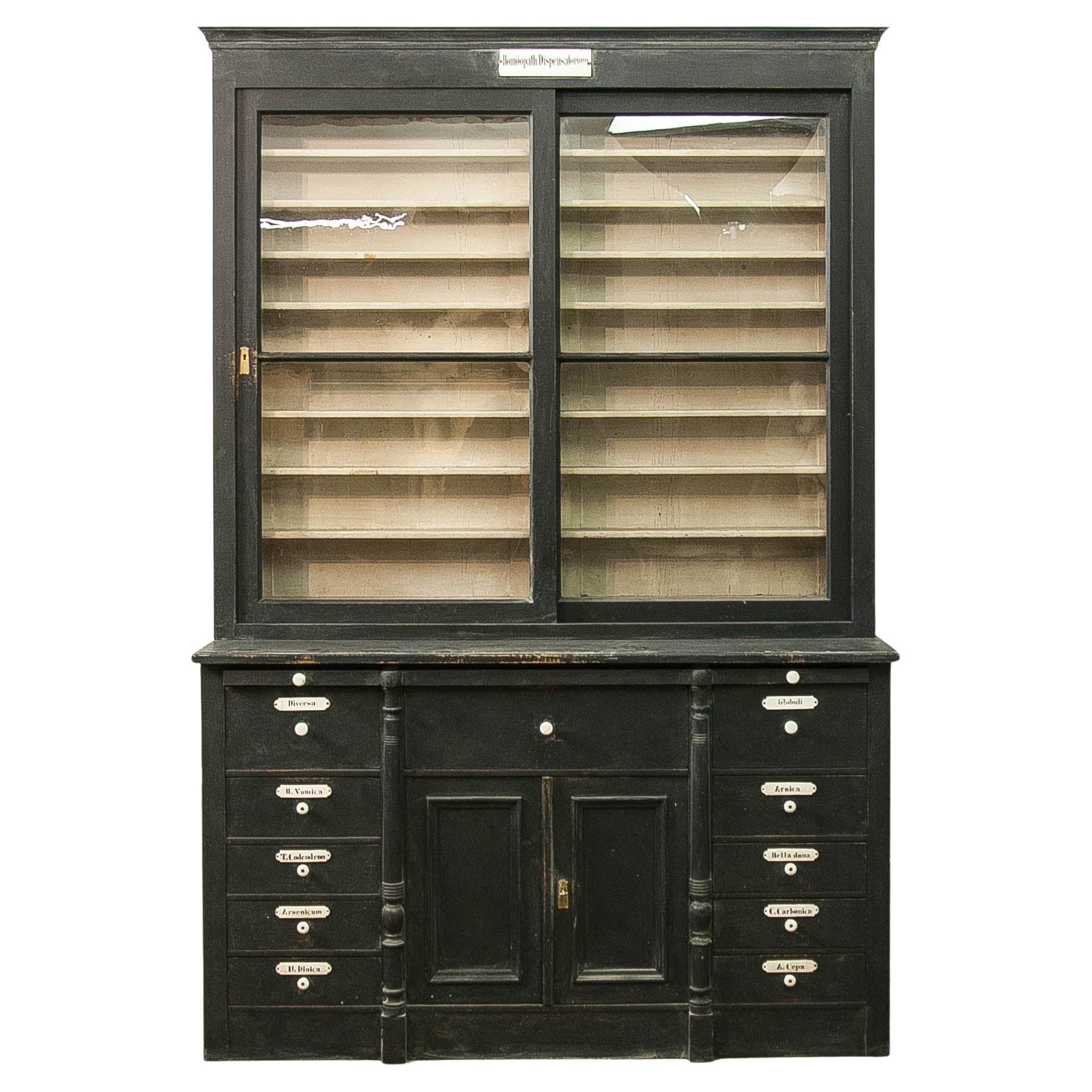 Antique Homeopath Dispensatory Cabinet, Pine & Oak, Circa 1860 For Sale