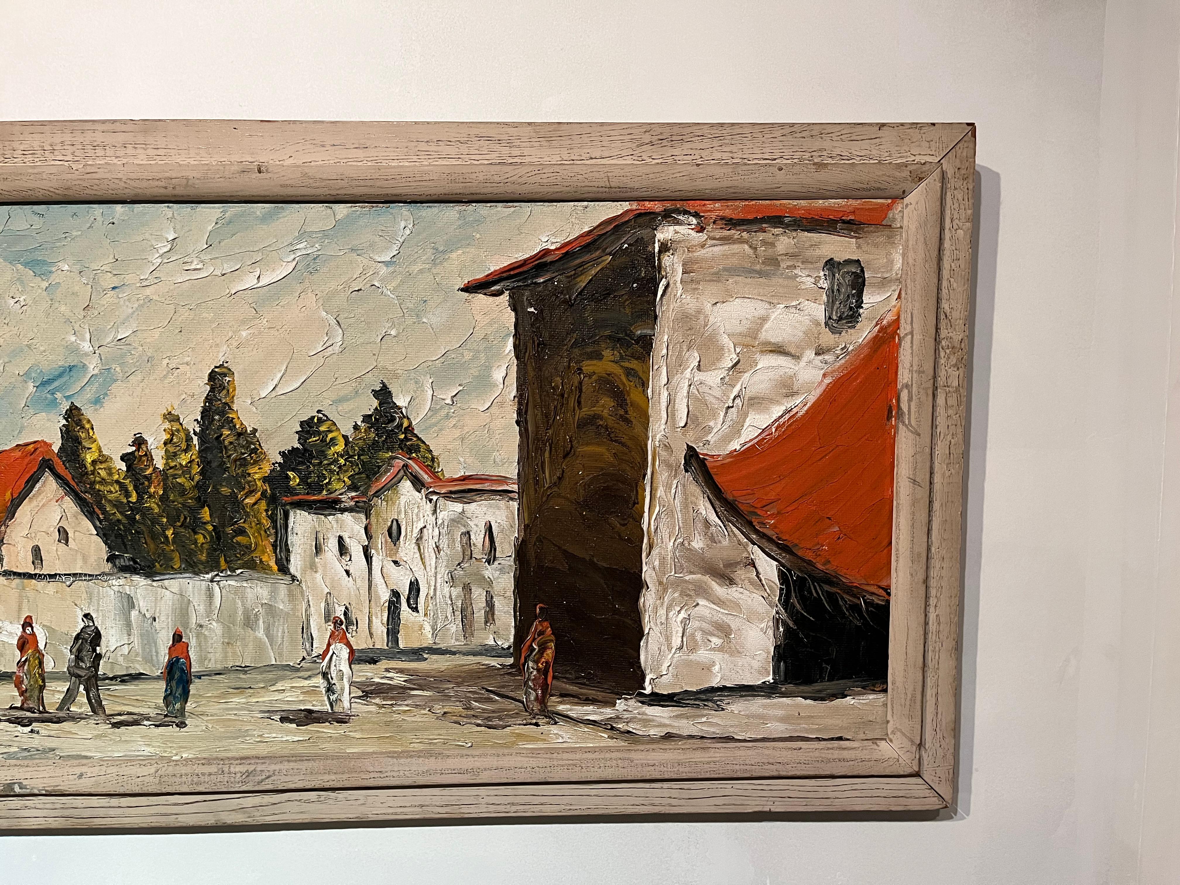 Painted Homer Costello Oil Painting of Panoramic View of Ocean Front For Sale