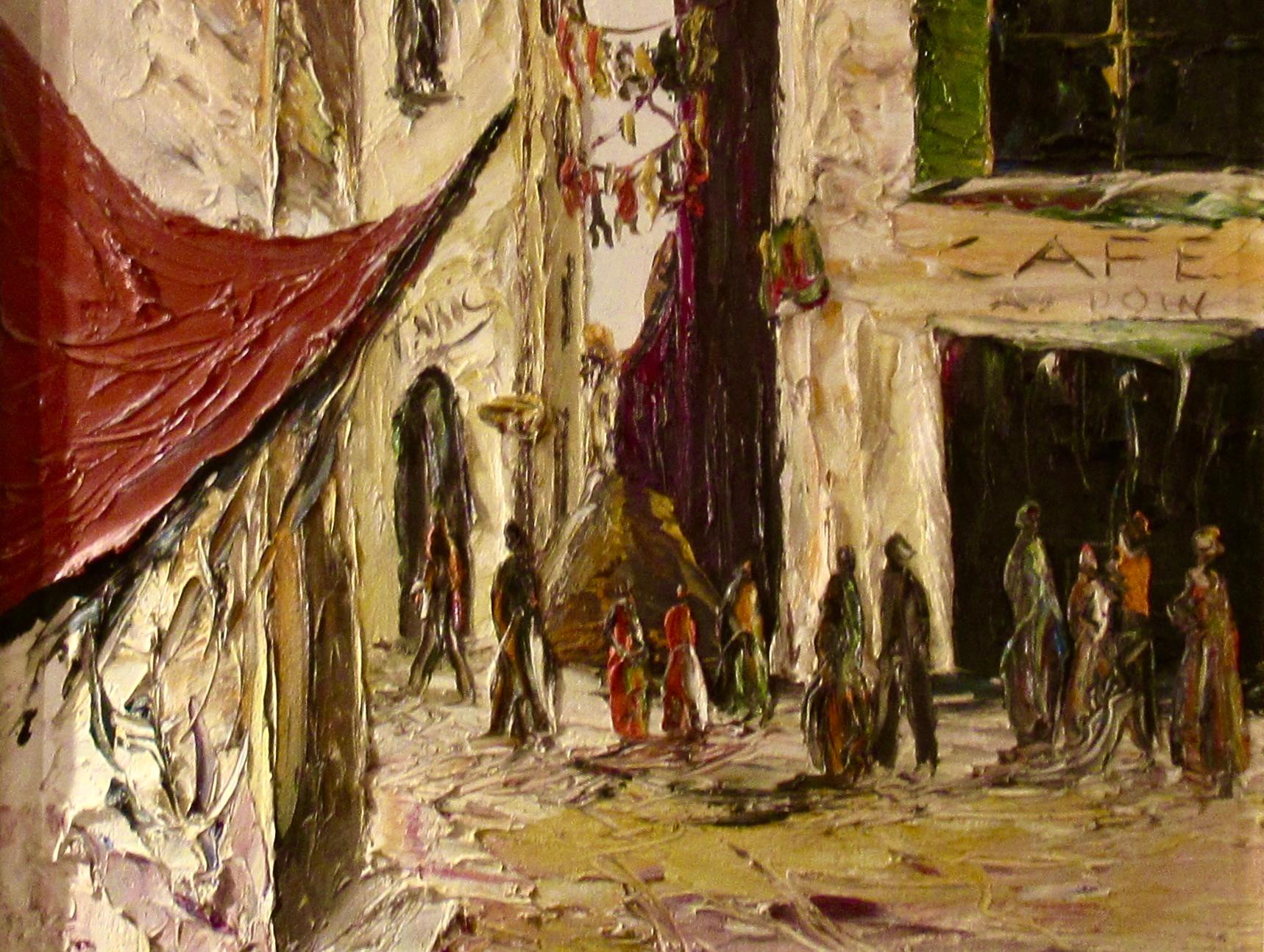 Animated Street in French Quarter, New Orleans - Post-Impressionist Painting by Homer Costello