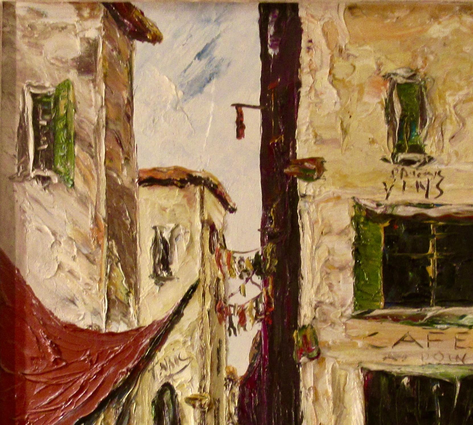 Animated Street in French Quarter, New Orleans - Black Figurative Painting by Homer Costello