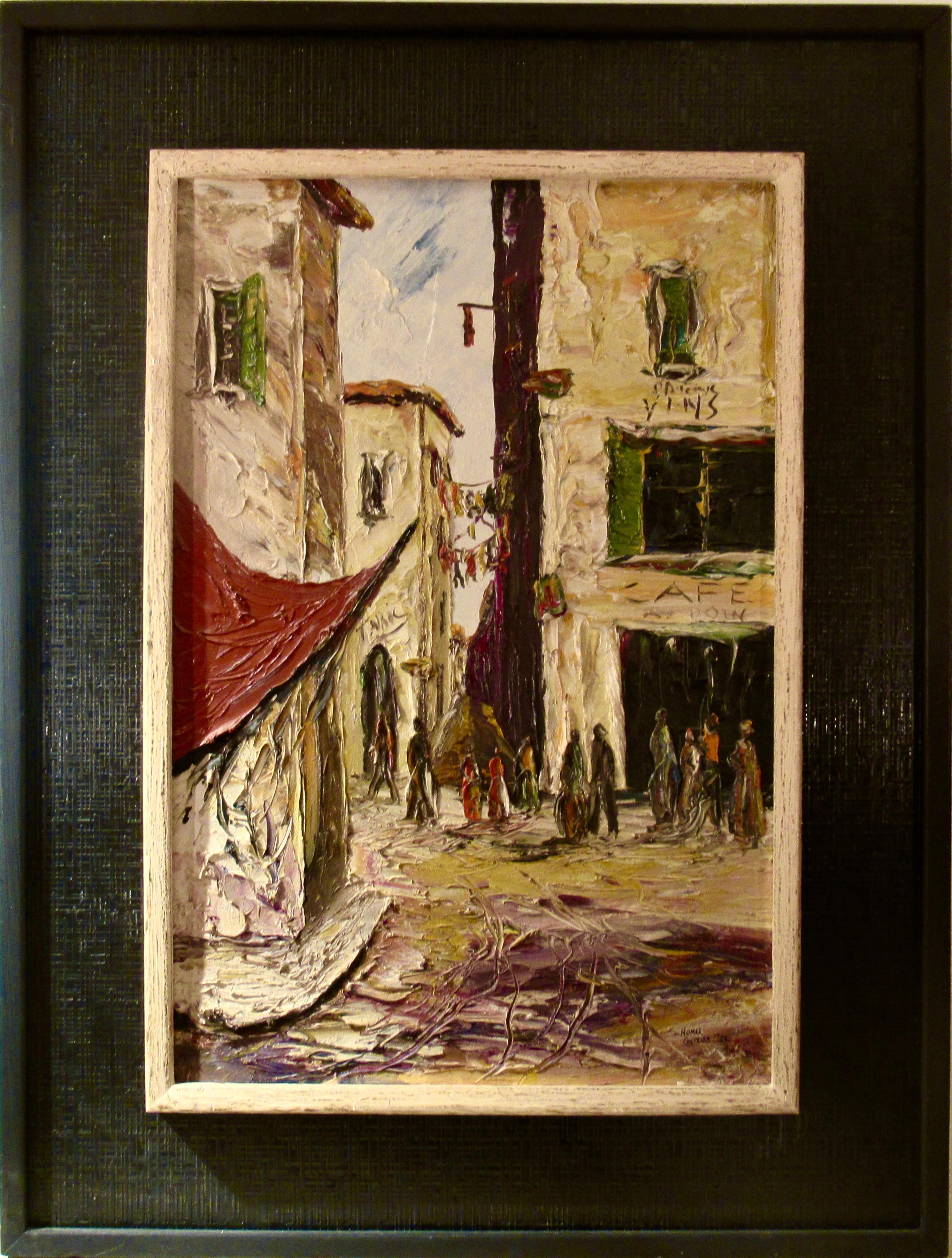 Homer Costello Figurative Painting - Animated Street in French Quarter, New Orleans