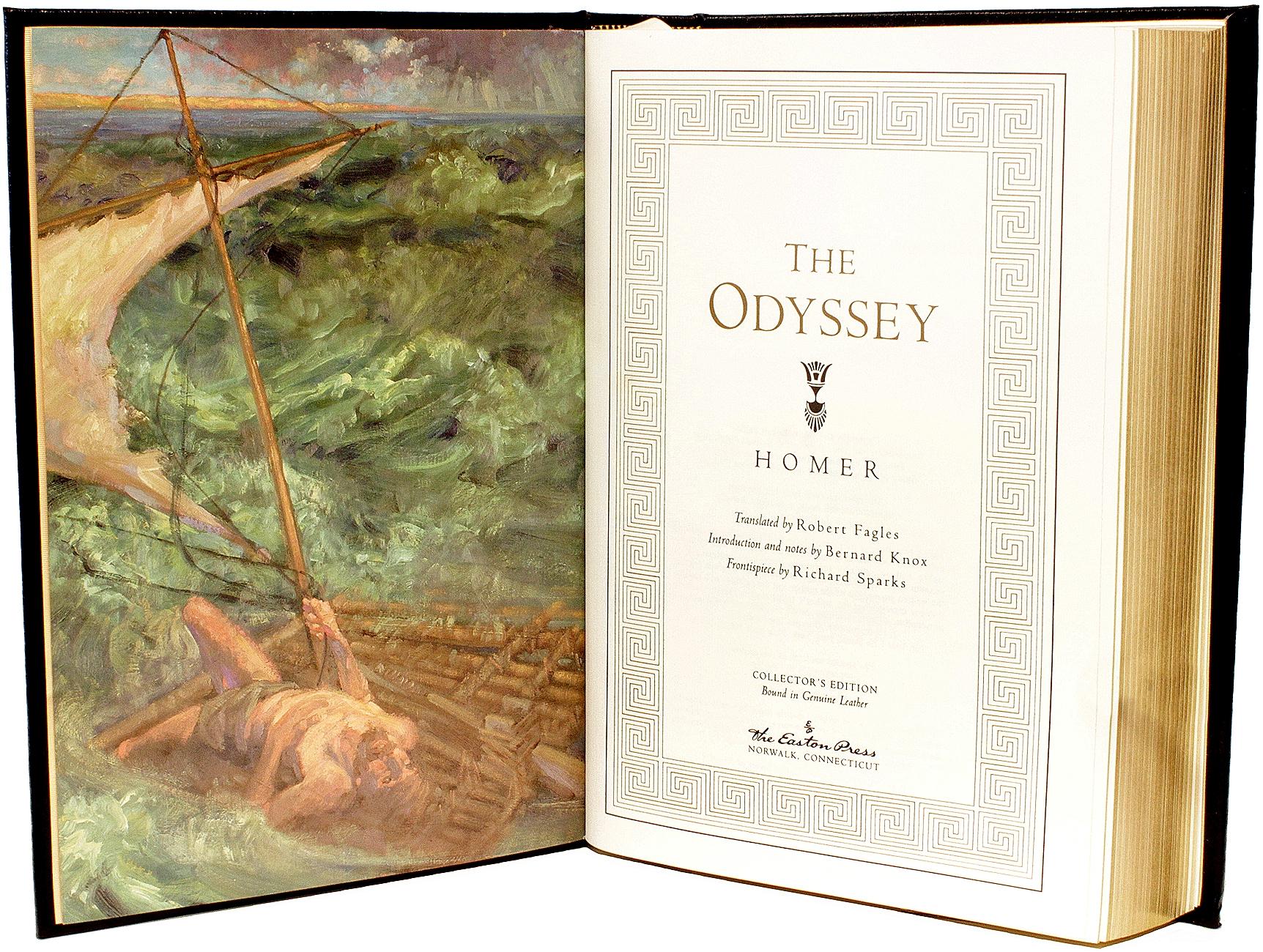 AUTHOR: HOMER (Robert Fagles - translator). 

TITLE: The Iliad and The Odyssey.

PUBLISHER: Norwalk, CT: The Easton Press, 2004.

DESCRIPTION: 2 vols., 9-3/8