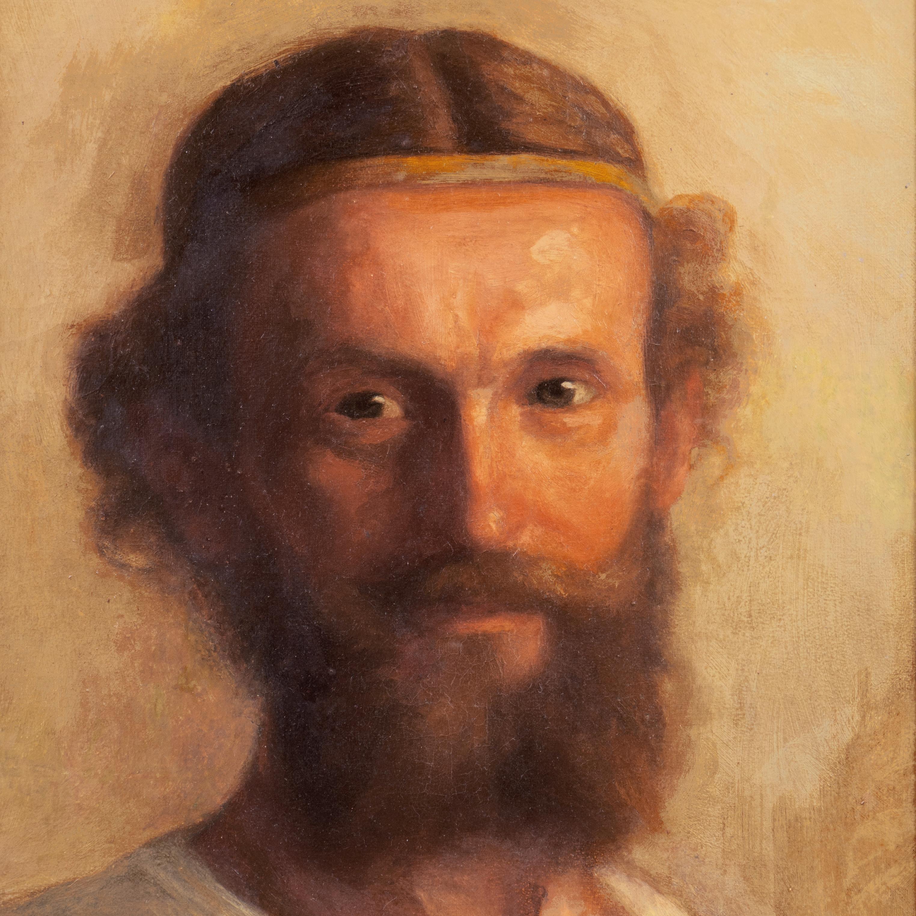 'Prophet', Chouinard Art Institute, Biblical, Old Testament, Early Christian - Brown Portrait Painting by Homer Williams