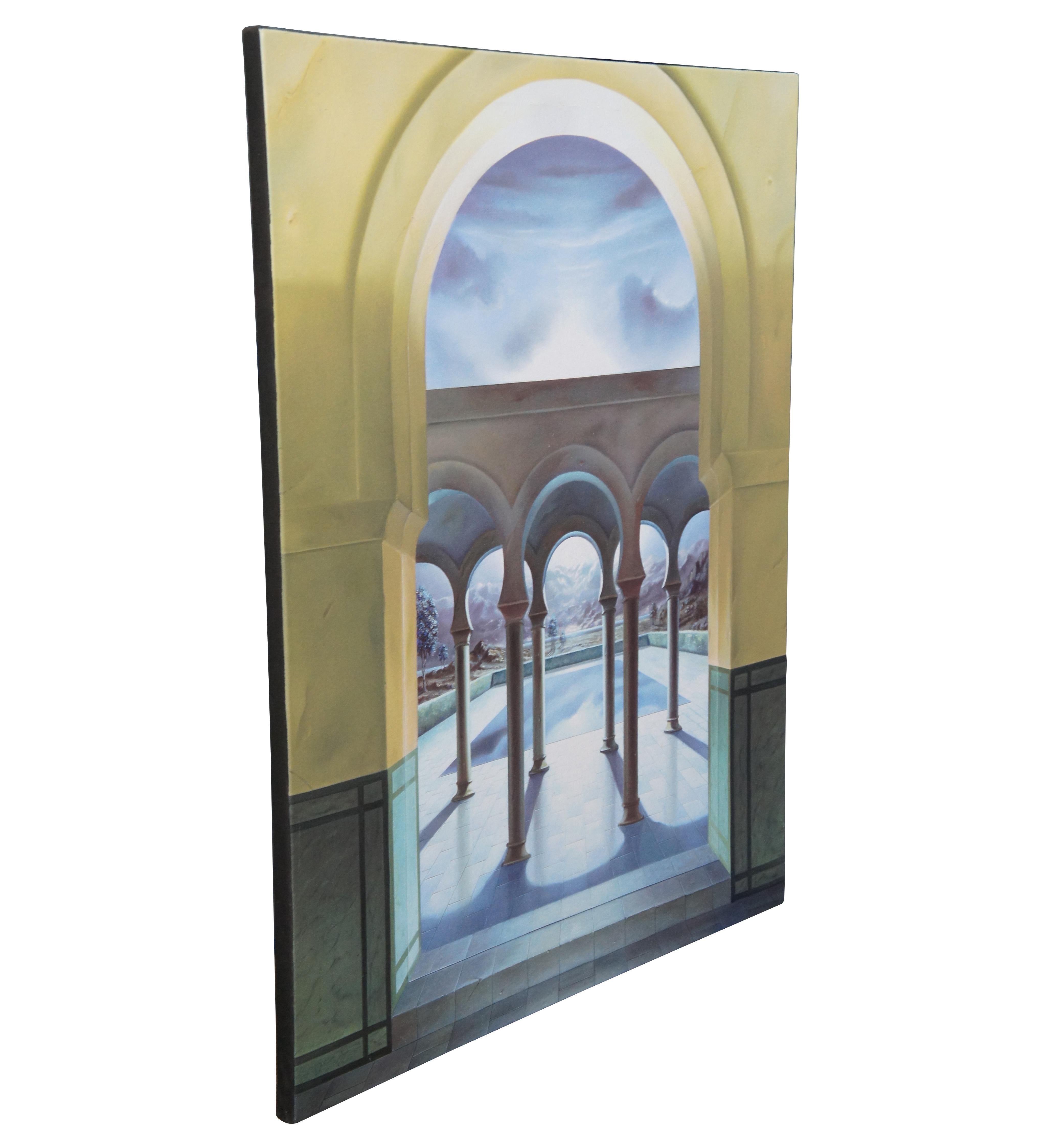 Modern Homero Aguilar Feu Sacre Giclee Print Canvas Colonnade Archway Expressionism For Sale
