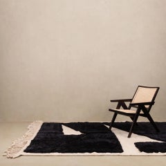 Homestead, noir et beige, authentique tapis marocain Beni Ourain en laine naturelle