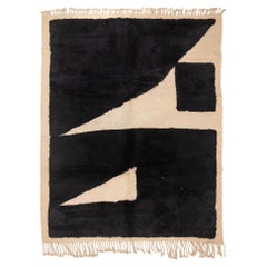 Homestead, Schwarz und Beige, Authentisch, All-Natural Wolle Beni Ourain Marokkanischer Teppich
