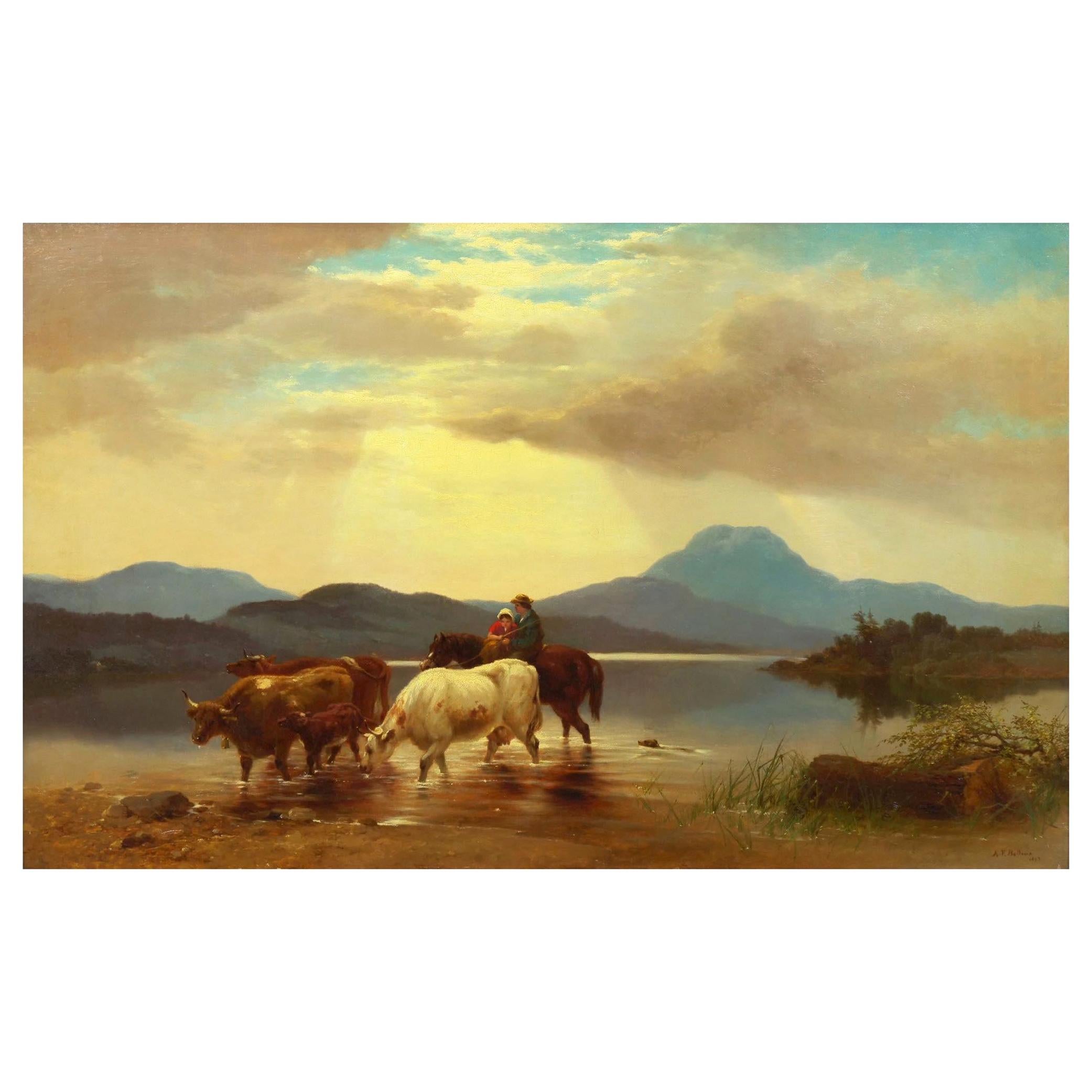 "Homeward Bound" '1863' American Landscape Painting by Albert Fitch Bellows