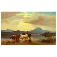Antique "Homeward Bound" '1863' American Landscape Painting by Albert Fitch Bellows