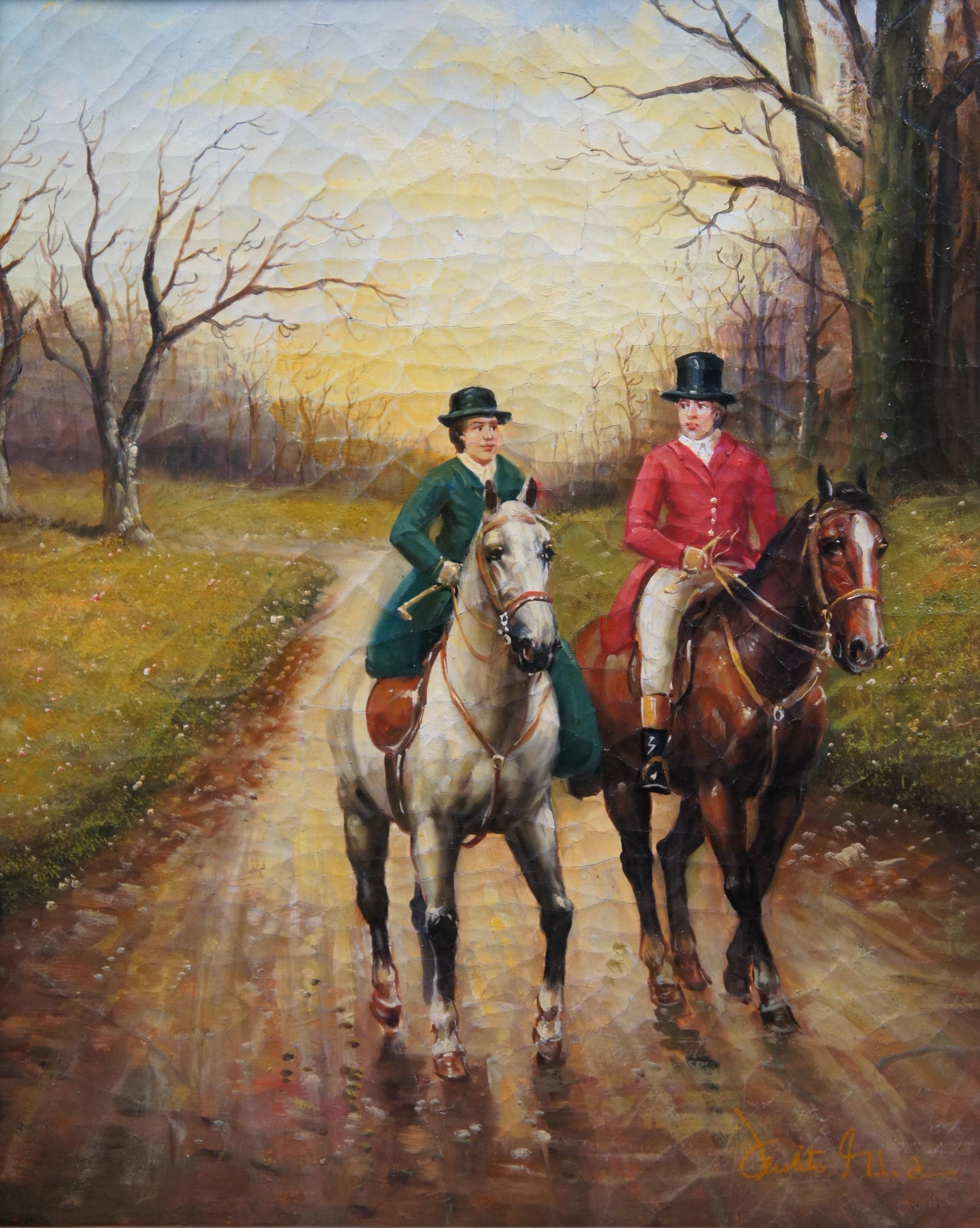Homewards After John Sanderson Wells British Equestrian Riding Oil Painting 31