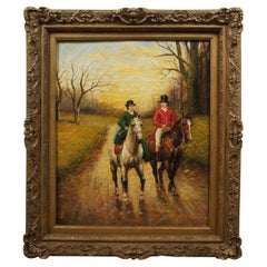 Homewards After John Sanderson Wells British Equestrian Riding Oil Painting 31"