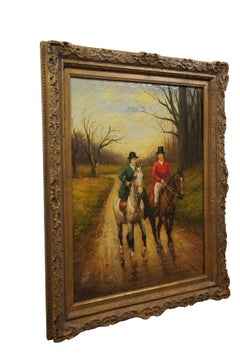 Homewards After John Sanderson-Wells British Equestrian Riding Oil Painting 37"