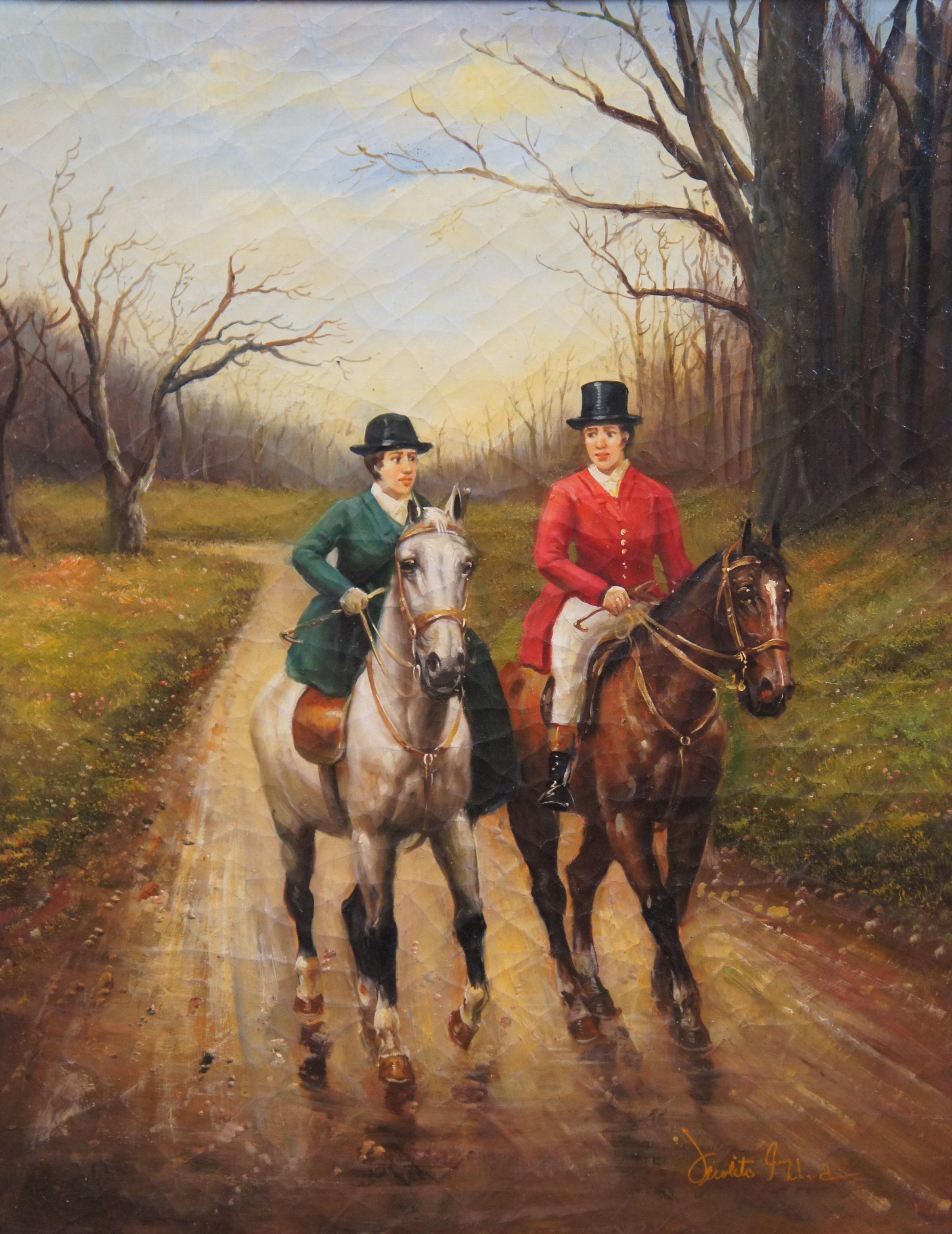Homewards After John Sanderson-Wells British Equestrian Riding Oil Painting 37