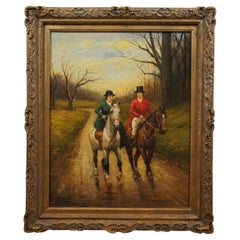 Homewards After John Sanderson-Wells British Equestrian Riding Oil Painting 37"