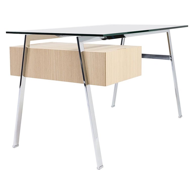 Homework Desk Glass Top and Wooden Drawer, by Niels Bendtsen from Bensen For Sale