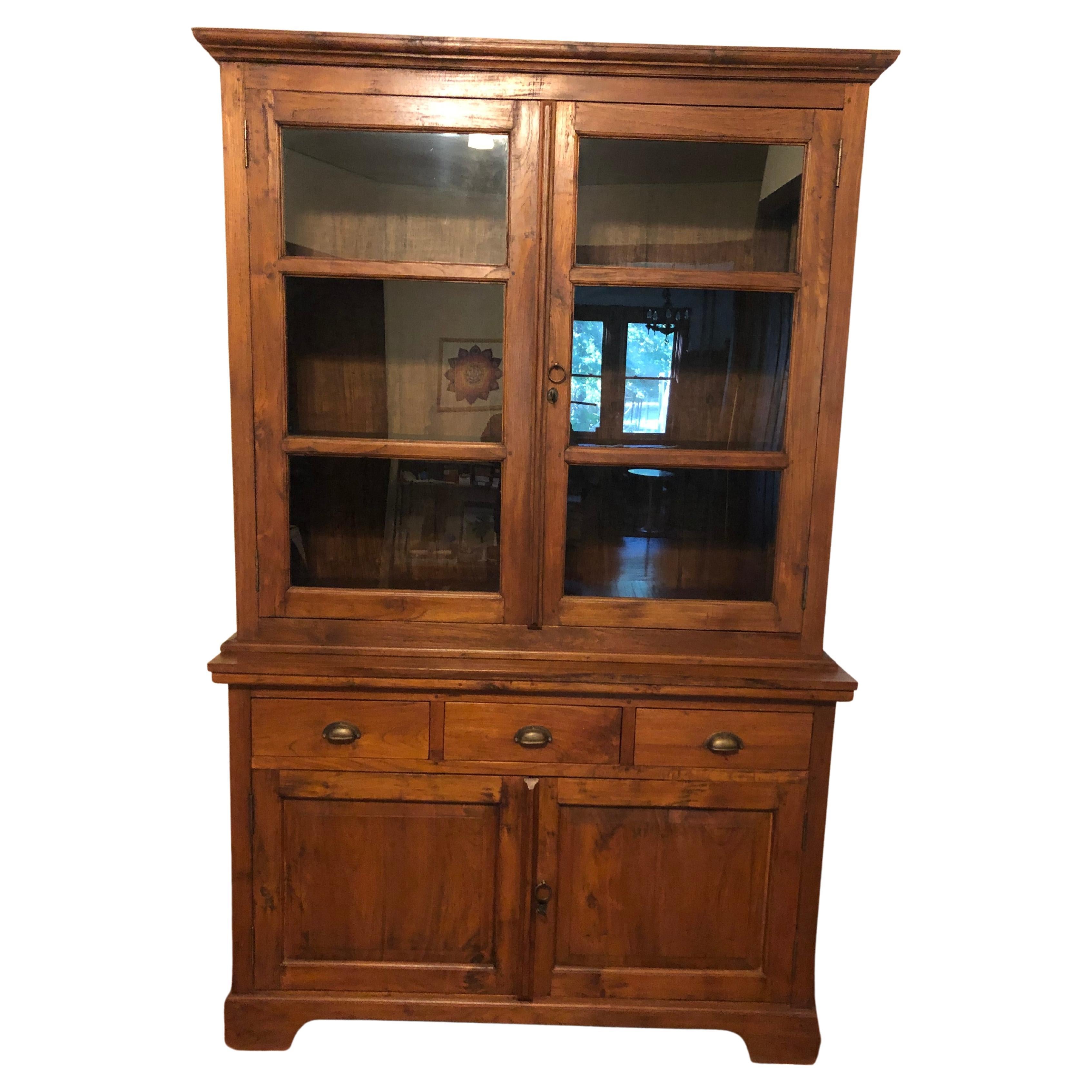 Heartwarming 18th Century English China Cupboard For Sale at