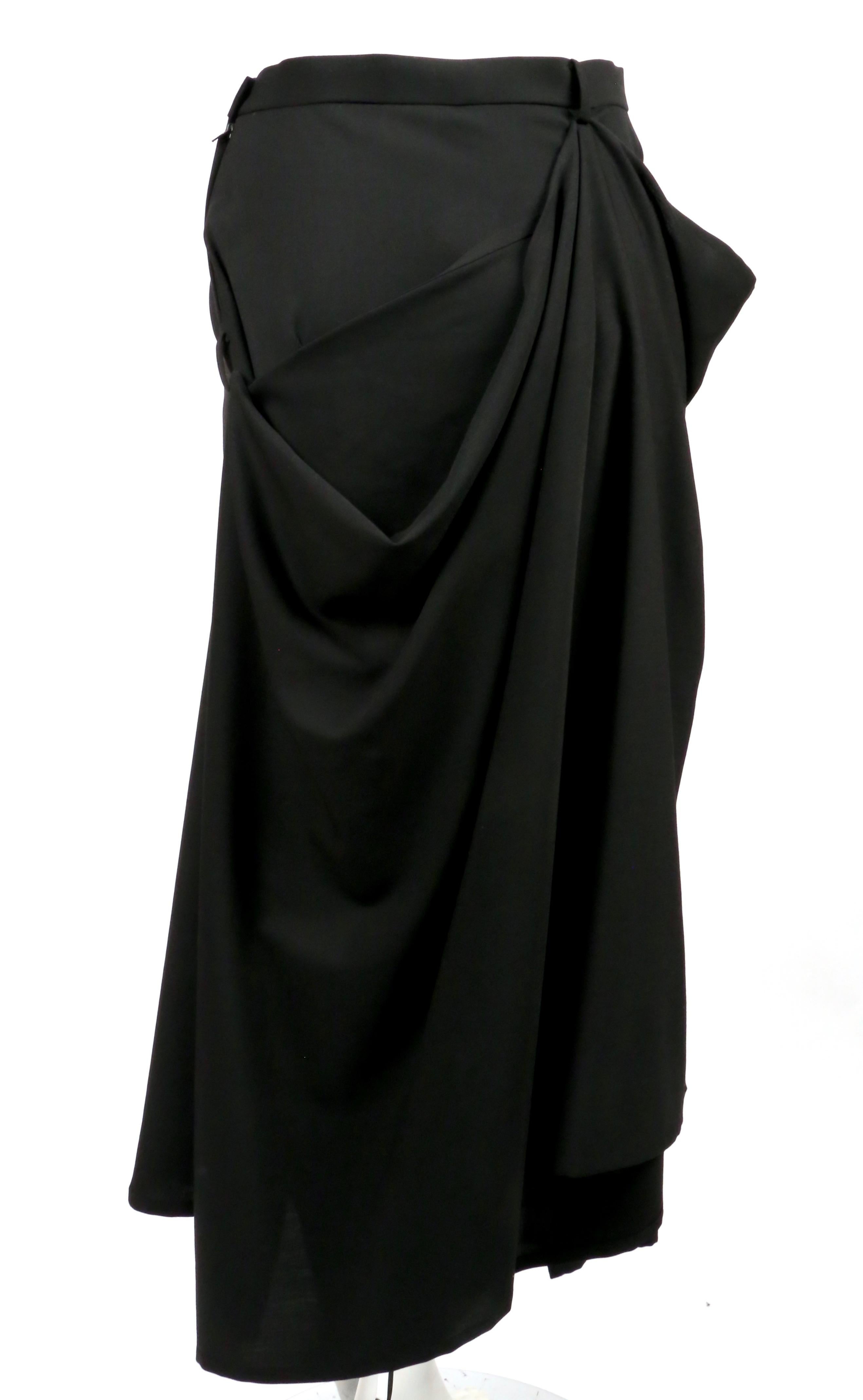 Black HOMMA draped black wool skirt For Sale