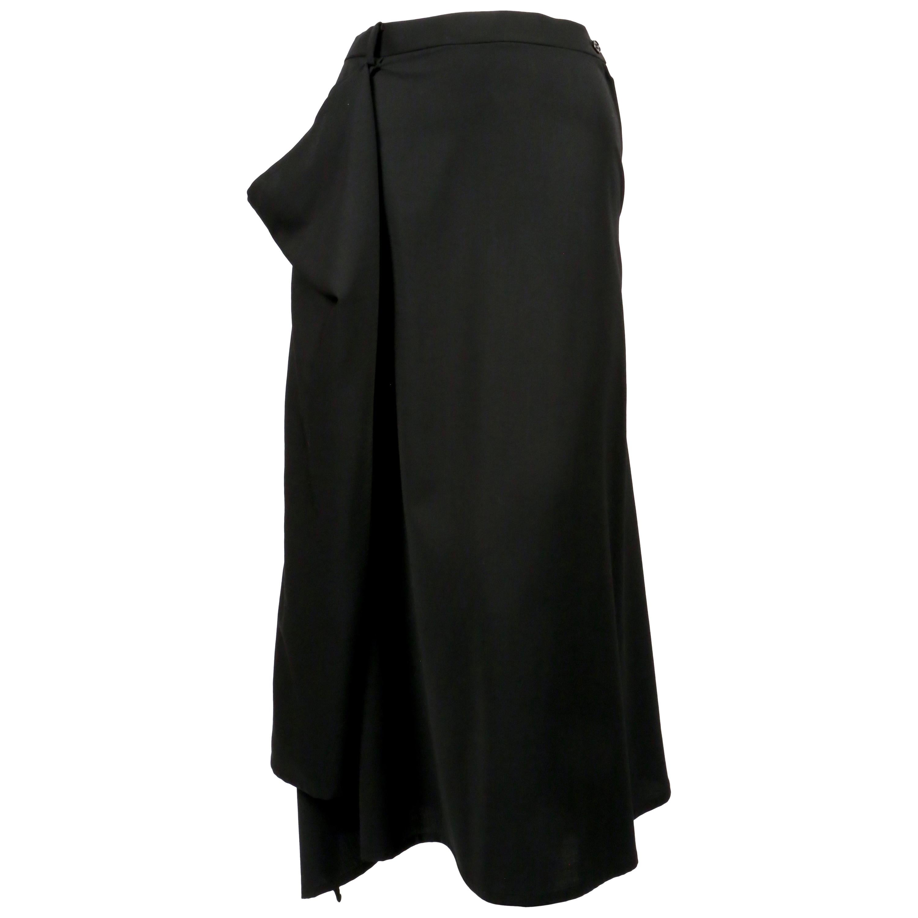 HOMMA draped black wool skirt For Sale