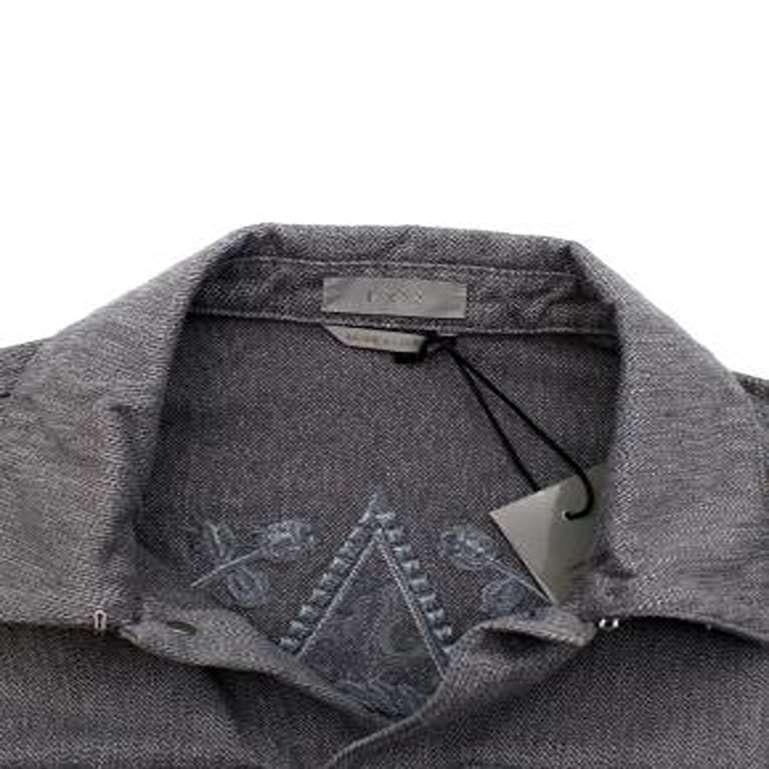 Homme Star Embroidered Grey Denim Jacket For Sale 1