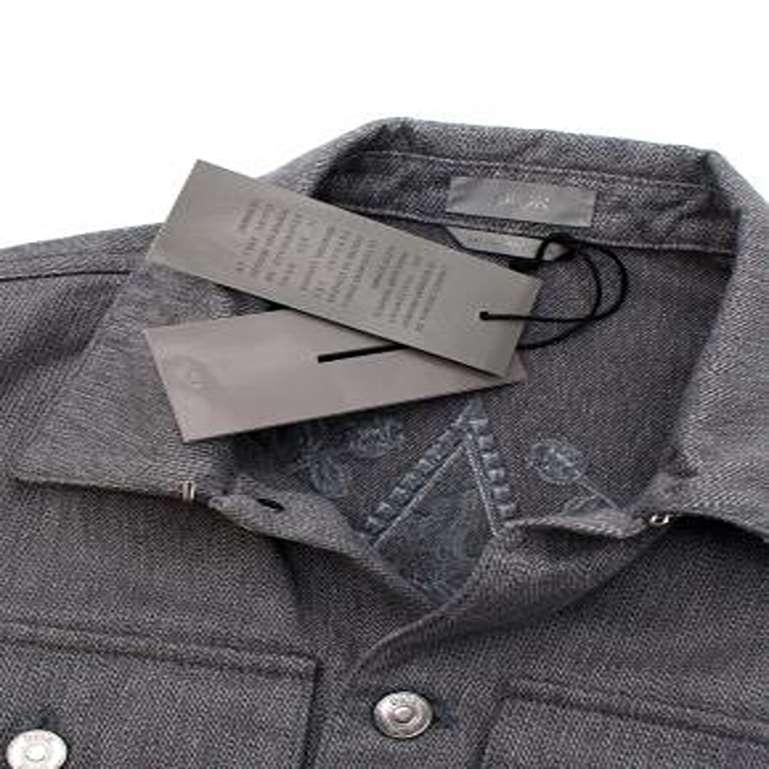 Homme Star Embroidered Grey Denim Jacket For Sale 2