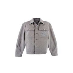 Homme Star Embroidered Grey Denim Jacket