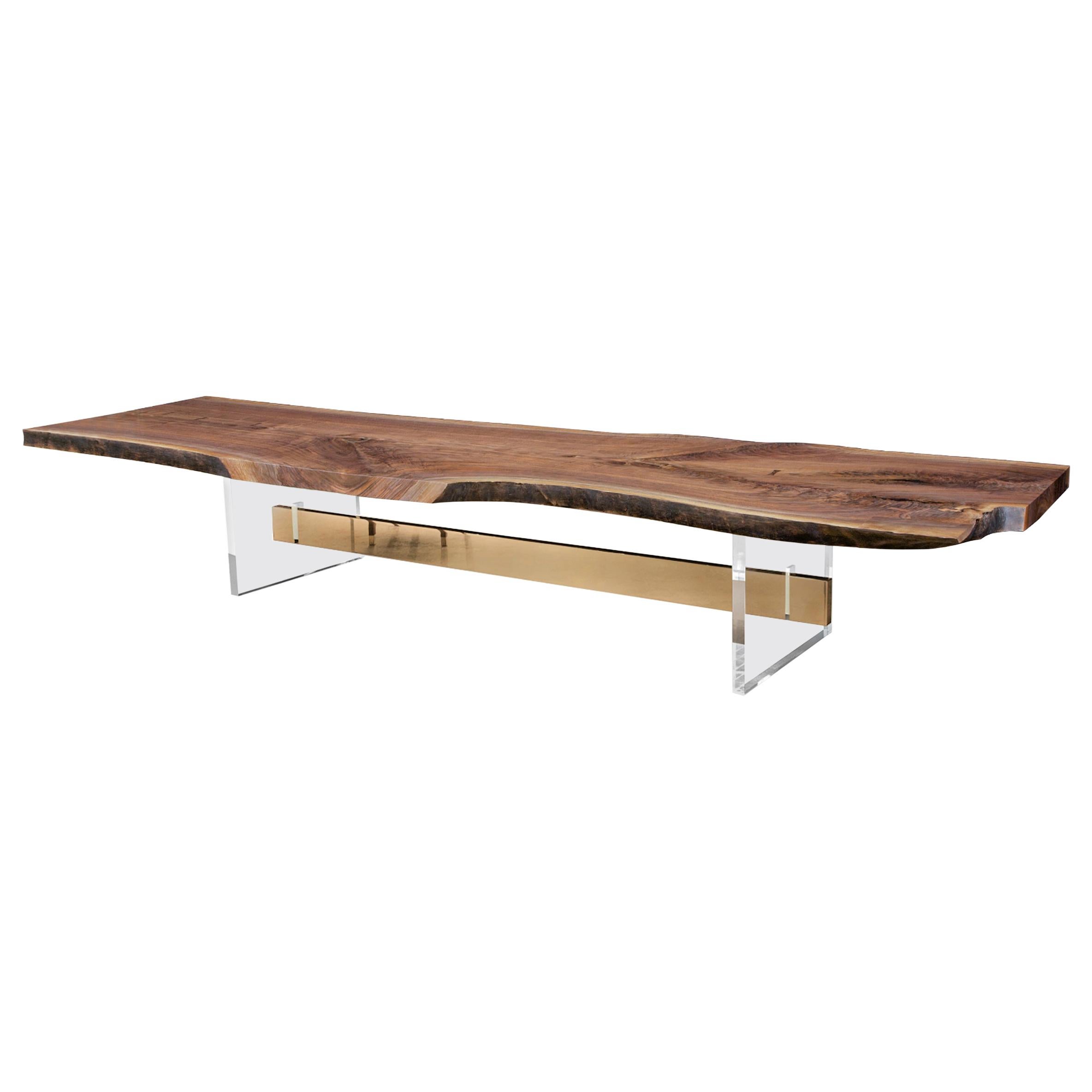 Hommes Dining Table:  Artful Combination of Bronze, Plexi and Wood
