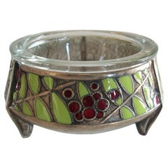 HOMMET - Vintage Silver Plate & Cloisonné Enamel Salt Cellar - Russia - C. 1970