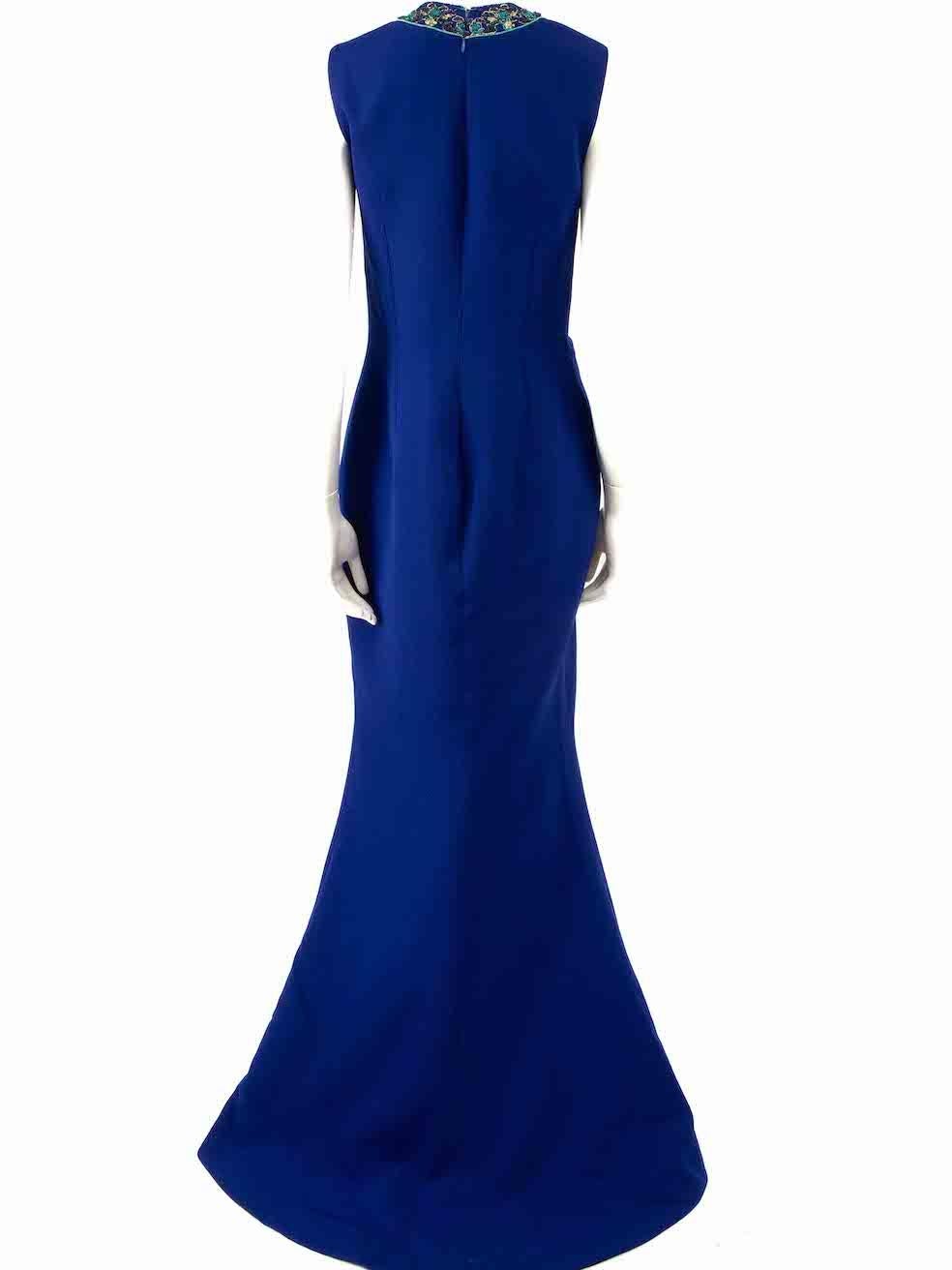 Honayda A/W22 Blue Embellished Gathered Gown Size XL In New Condition For Sale In London, GB
