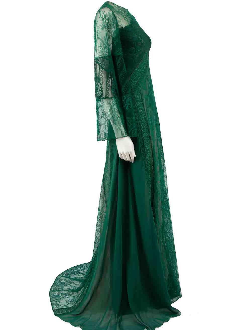Honayda A/W22 Green Lace Long Sleeve Gown Size M In New Condition For Sale In London, GB