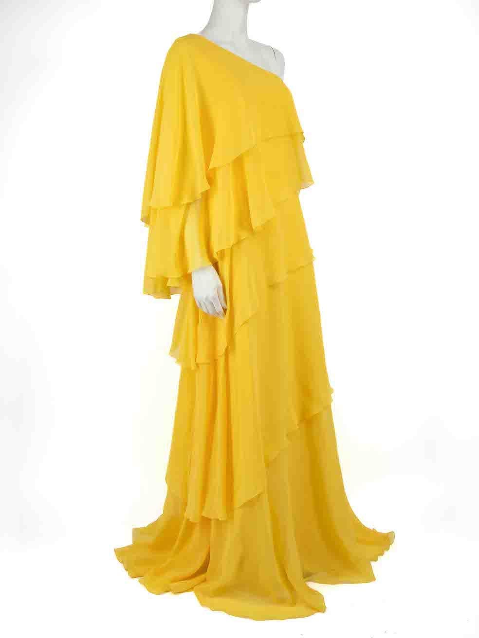 Honayda A/W22 Yellow Ruffled One Shoulder Gown Size M In New Condition For Sale In London, GB