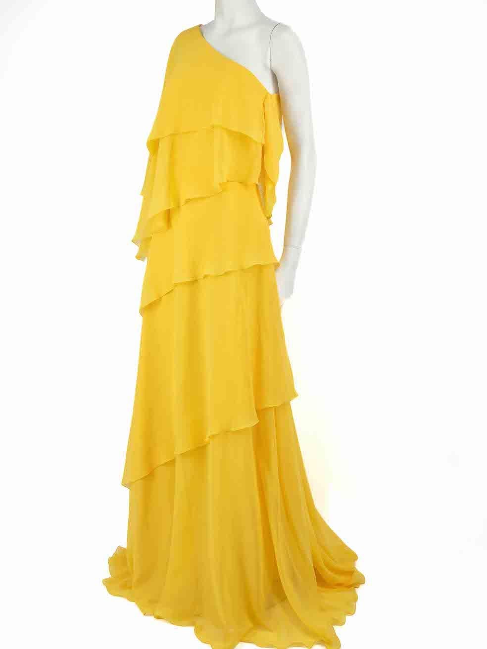 Honayda A/W22 Yellow Ruffled One Shoulder Gown Size M For Sale 1