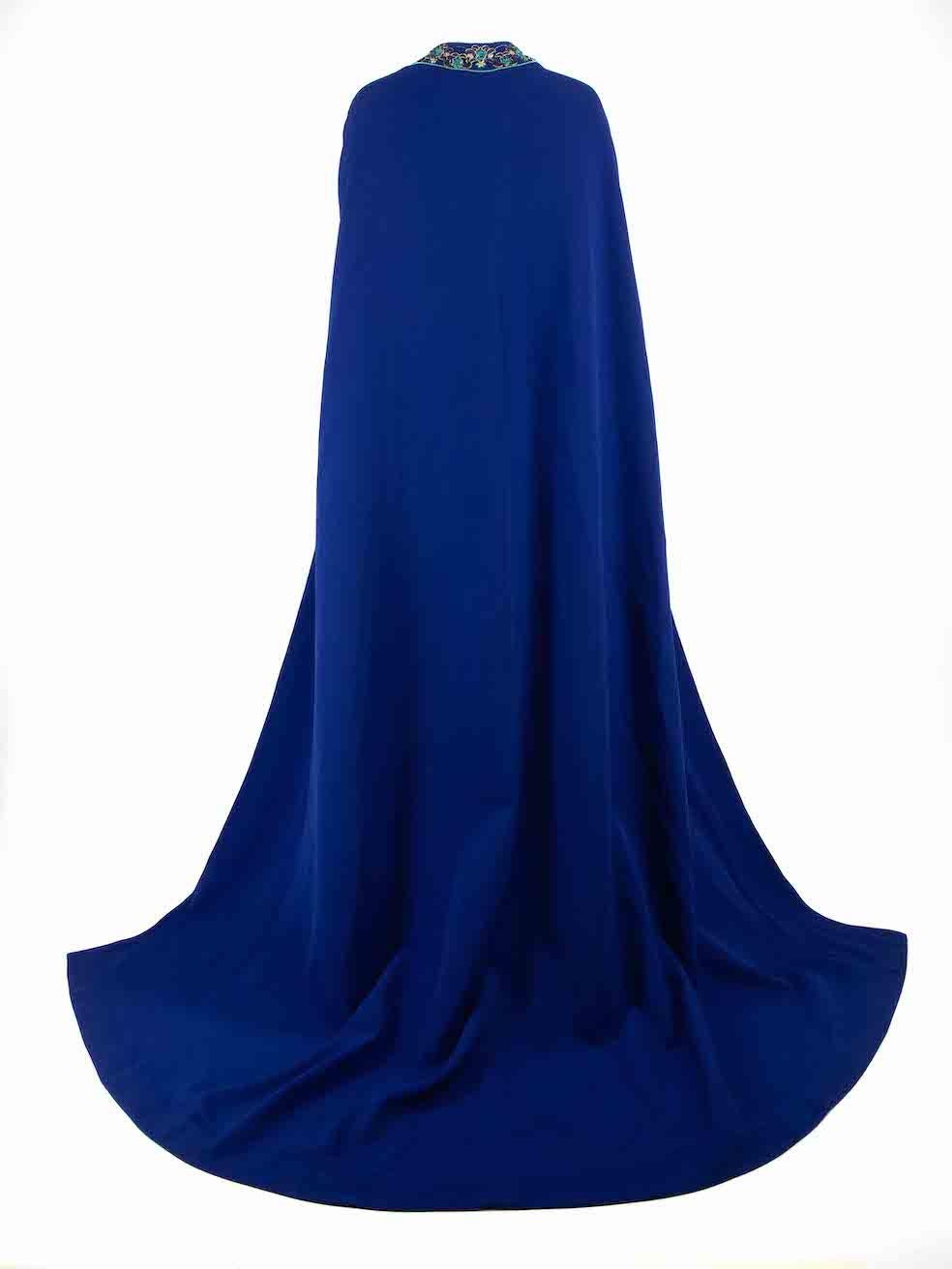 Honayda AW22 Blue Embroidered Accent Long Cape Size XL In New Condition For Sale In London, GB