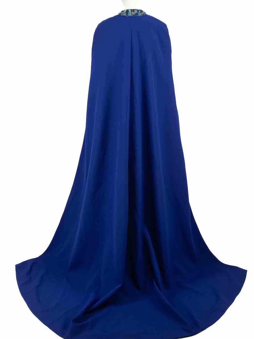 Honayda AW22 Blue Embroidered Detail Long Cape Size L In New Condition For Sale In London, GB
