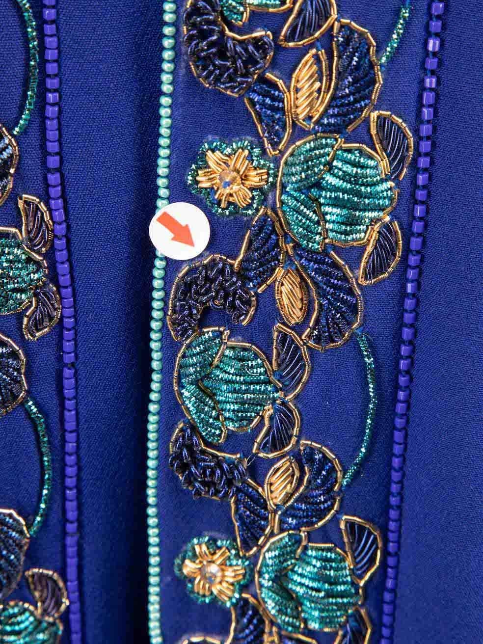 Honayda AW22 Blauer langer Umhang mit besticktem Detail, Größe L im Angebot 1