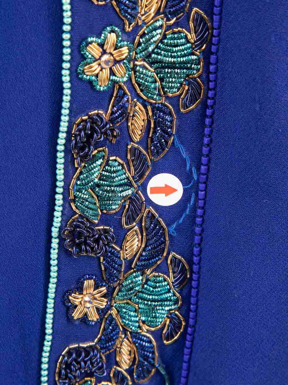 Honayda AW22 Blauer langer Umhang mit besticktem Detail, Größe L im Angebot 2
