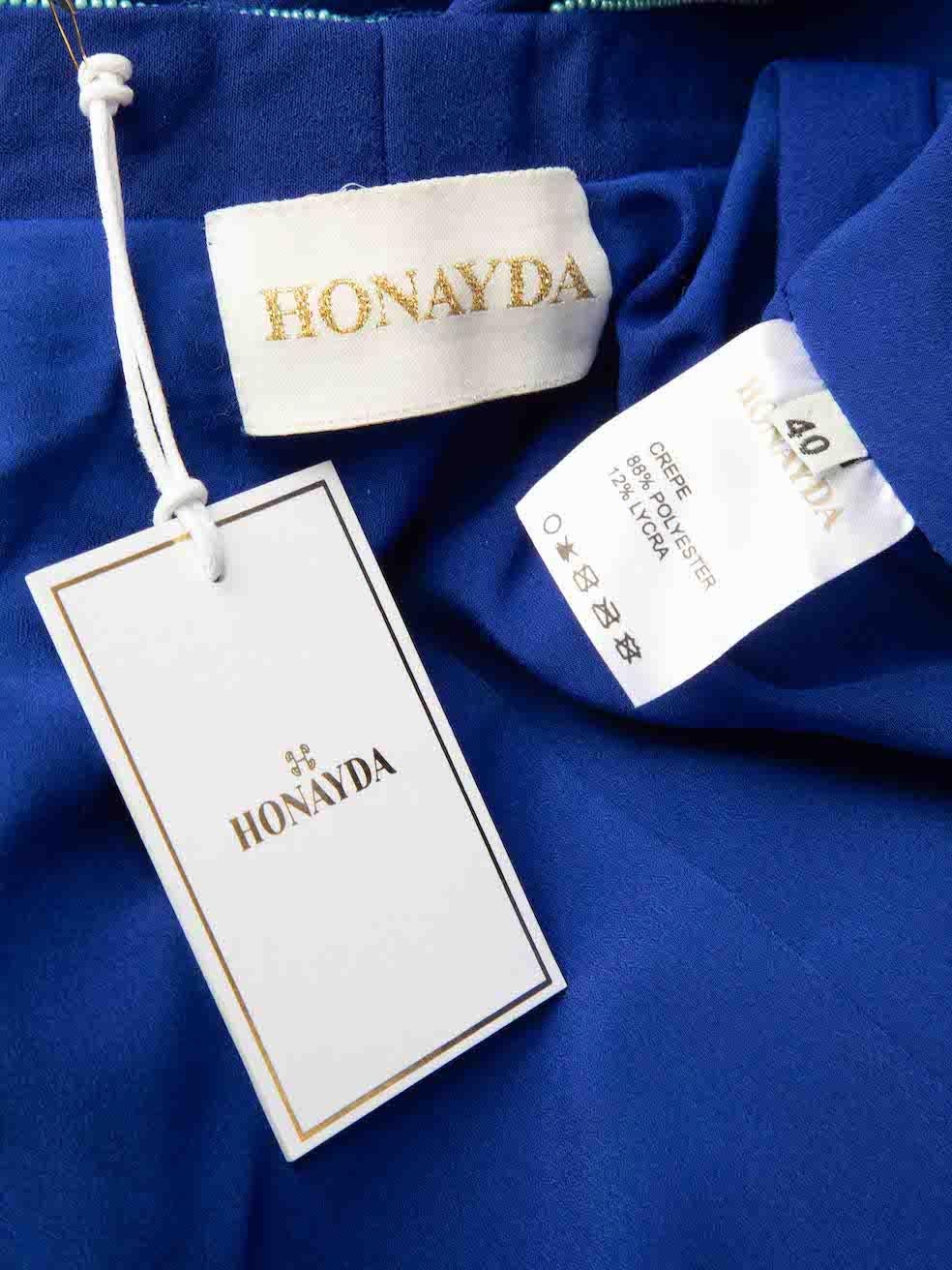 Honayda AW22 Blauer langer Umhang mit besticktem Detail, Größe L im Angebot 4