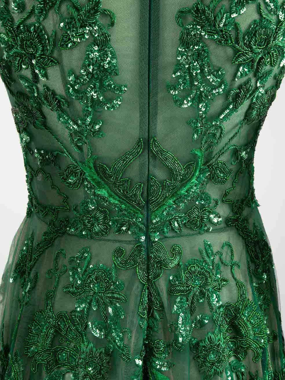 Honayda AW22 Green Tulle Embellished Gown Size L For Sale 1