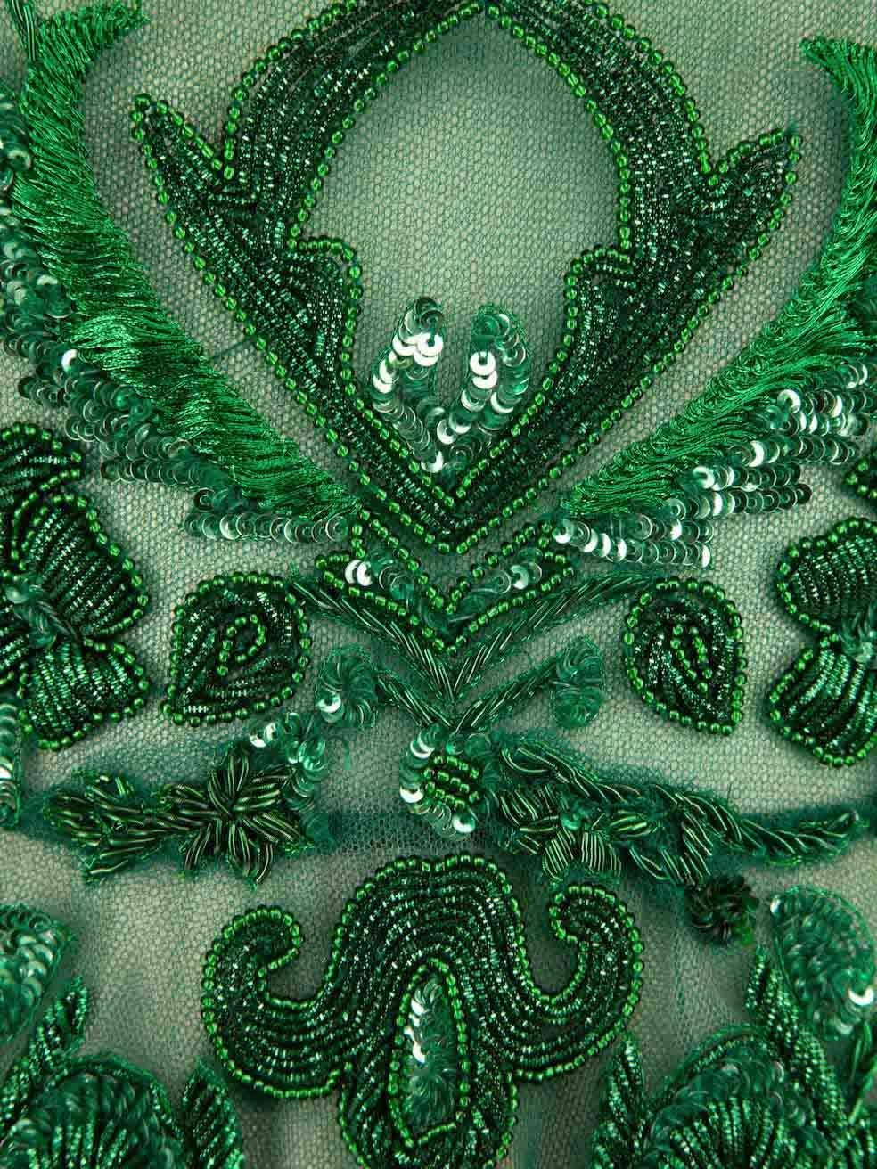 Honayda AW22 - Robe embellie en tulle vert, taille L en vente 2