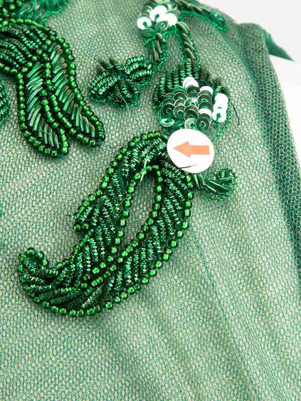 Honayda AW22 - Robe embellie en tulle vert, taille L en vente 3