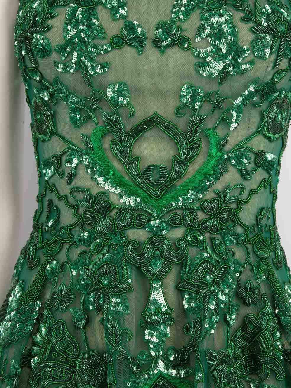 Honayda AW22 Green Tulle Floral Embellished Gown Size S For Sale 1