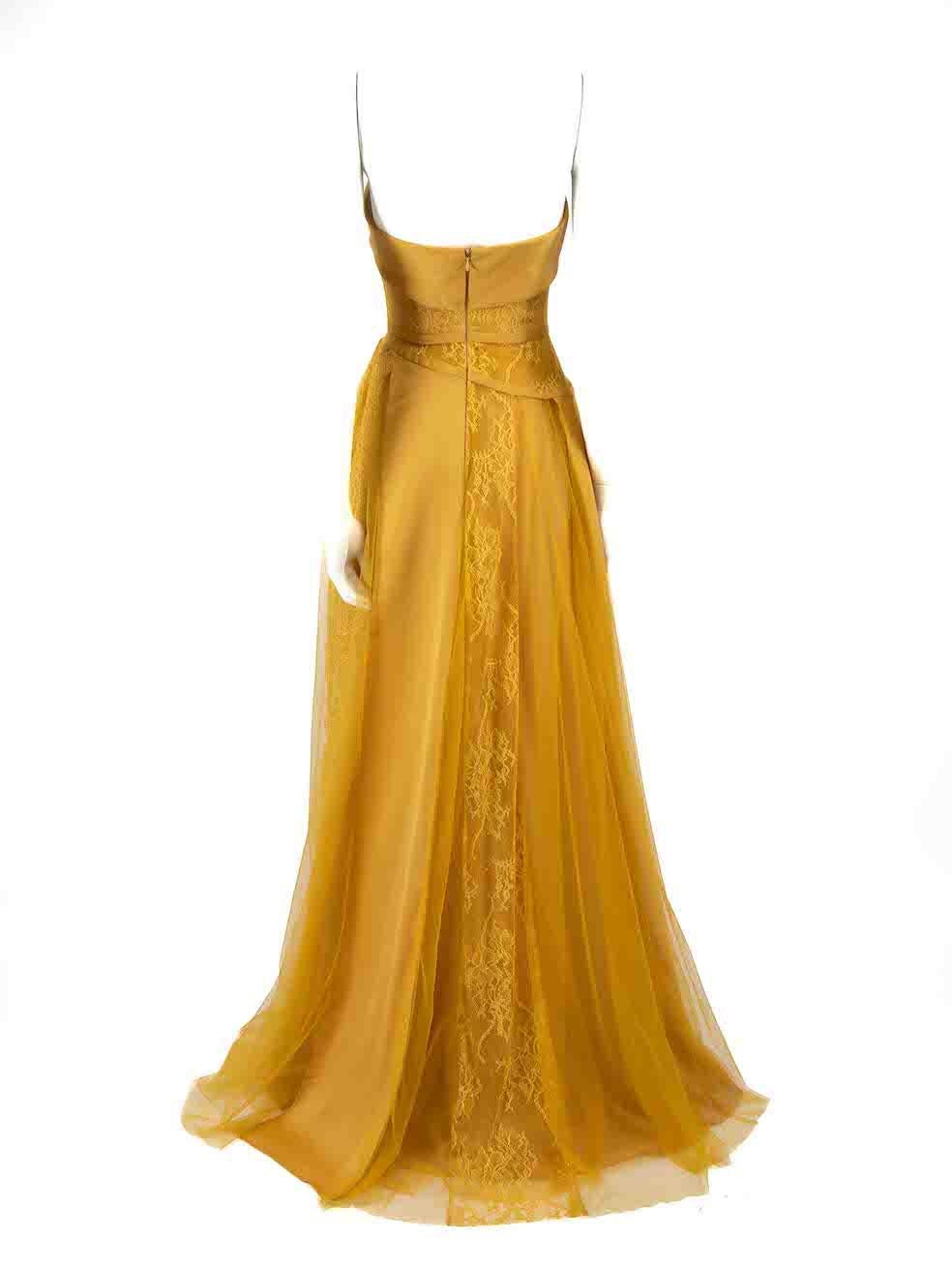 Women's Honayda AW22 Yellow Floral Lace Strapless Gown Size S For Sale