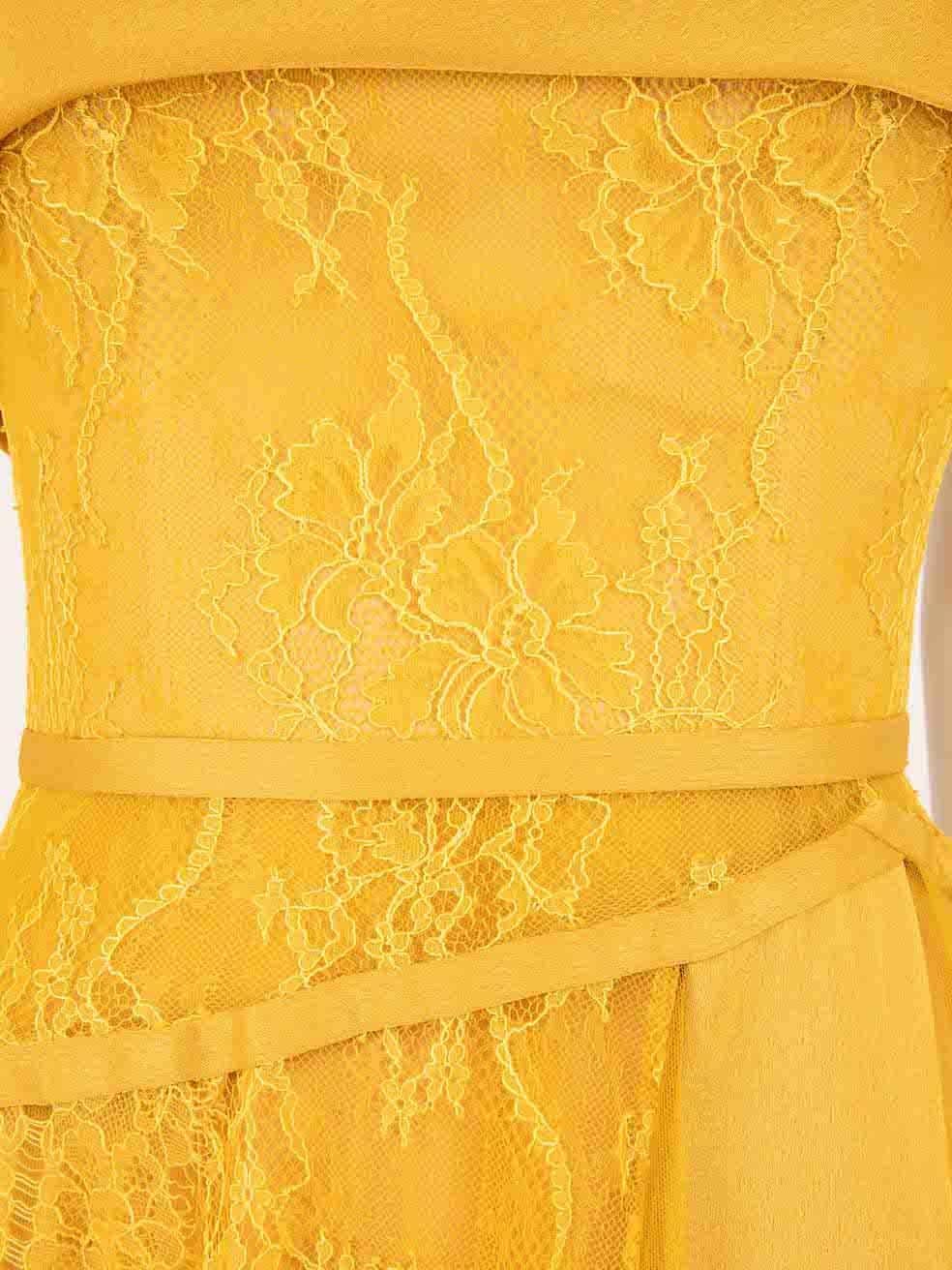 Honayda AW22 Yellow Floral Lace Strapless Gown Size S For Sale 1