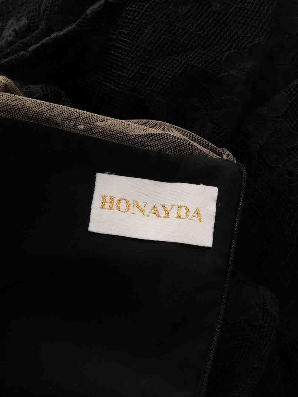 Honayda Robe longue en dentelle à fleurs noires, taille XS en vente 1