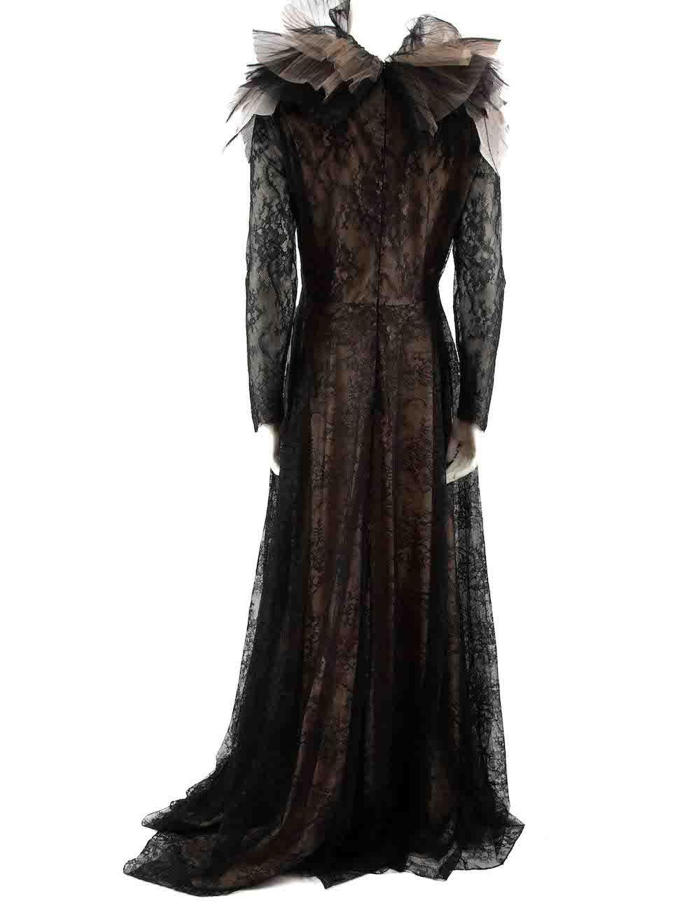 Honayda Black Lace Ruffle Neck Maxi Dress Size XXL In Good Condition For Sale In London, GB