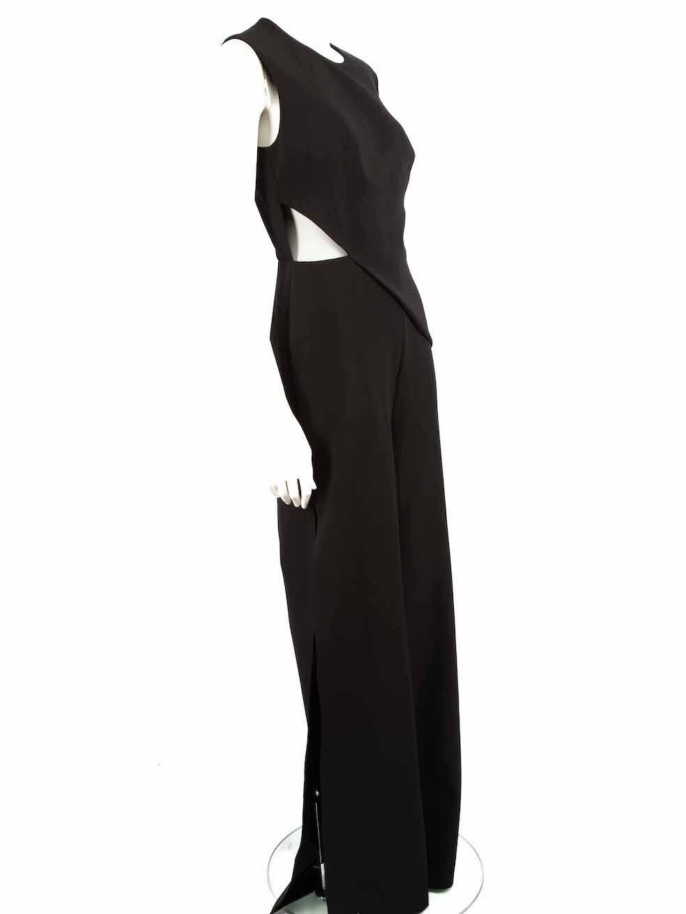 CONDITION is Very good. Hardly any visible wear to jumpsuit is evident on this used Honayda designer resale item.
 
 
 
 Details
 
 
 Black
 
 Synthetic
 
 Jumpsuit
 
 One sleeve
 
 Round neck
 
 Side cut out detail
 
 Side leg slits
 
 Back hook
