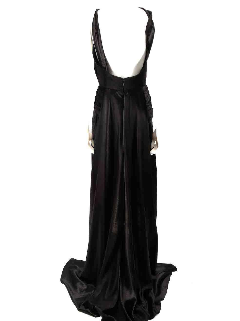Honayda Black Sleeveless Drape Detail Gown Size M In Good Condition For Sale In London, GB