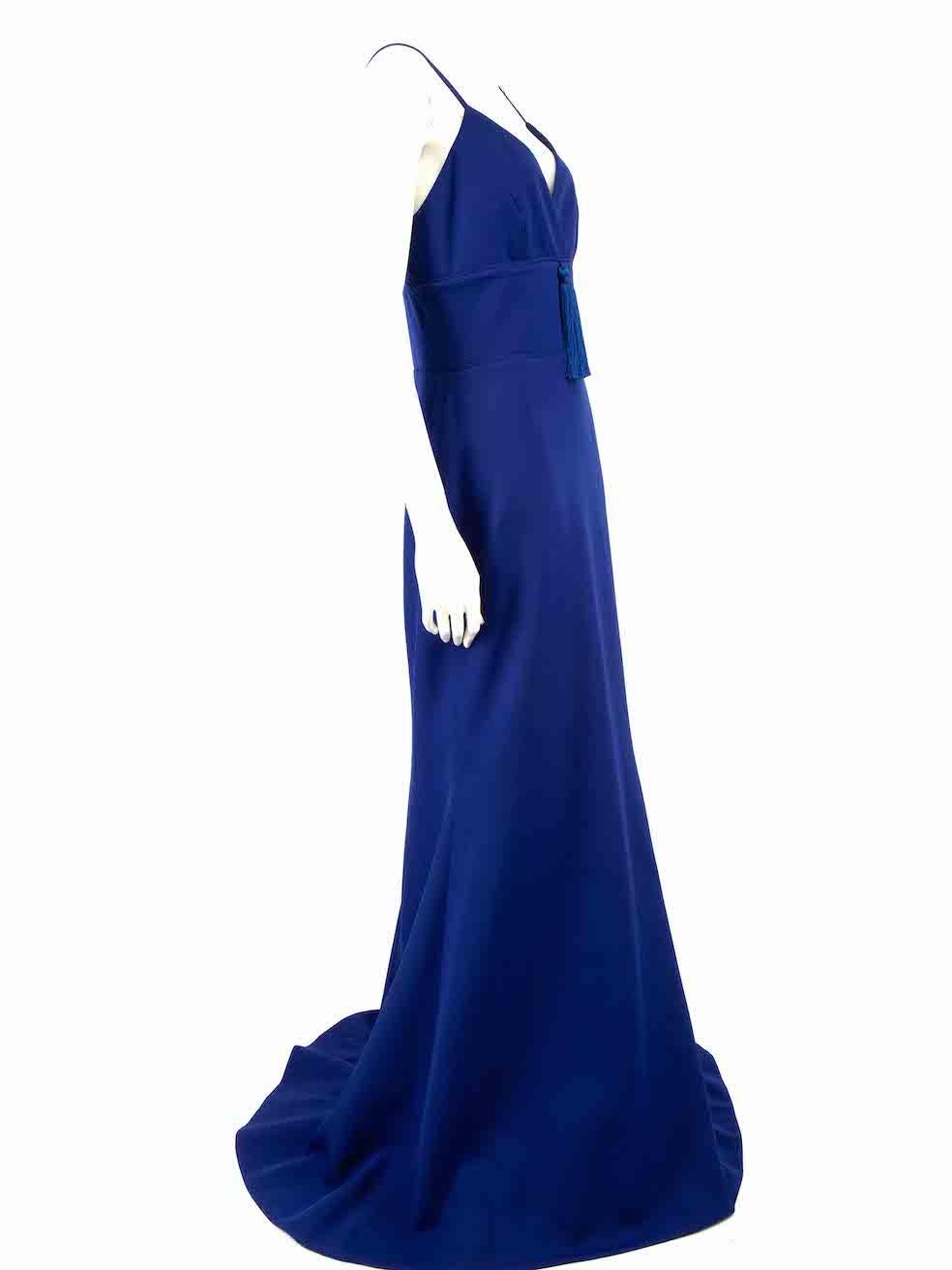 Honayda Blue Tassel Detail Maxi Gown Size XL In New Condition For Sale In London, GB