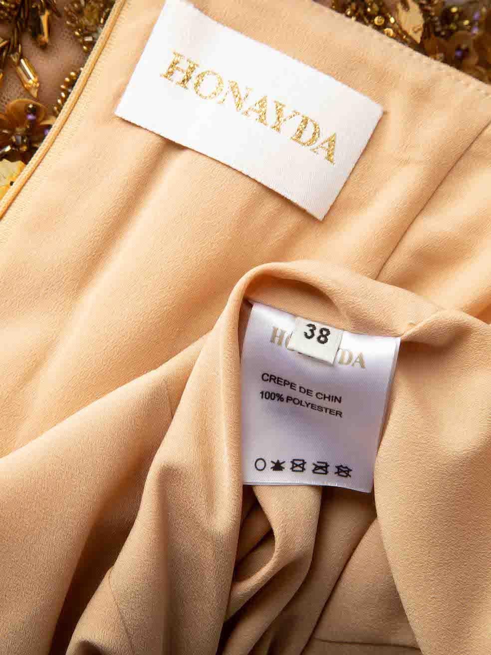 Honayda Gold Beaded Sequin Embellished Mini Dress Size M For Sale 2